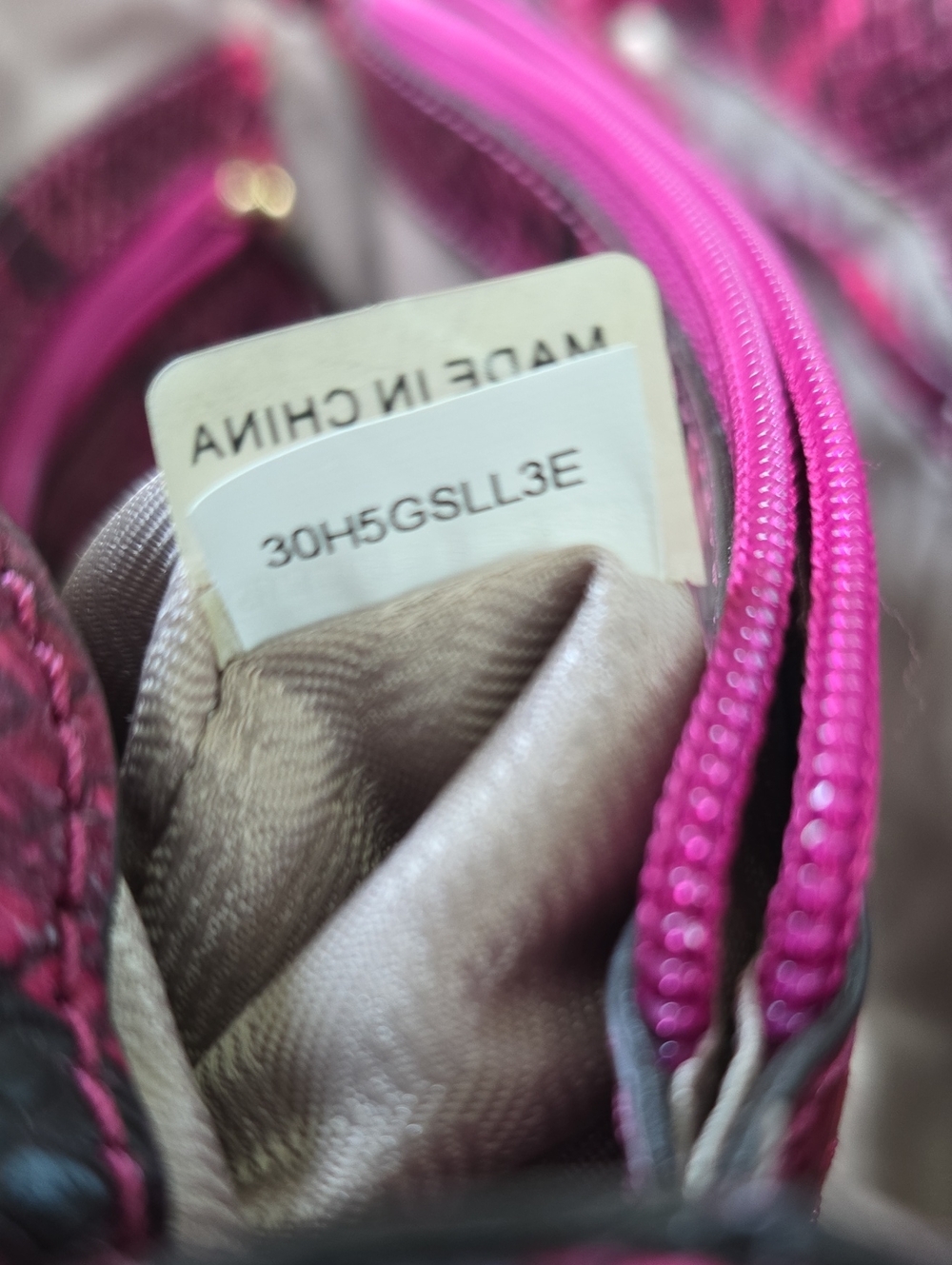 Michael Kors Sloan Fuchsia Quilted Snake Print Leather Chain Shoulder Bag - Picture 14 of 17